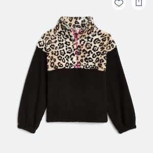 Brown and Black Leopard Print Sweatshirt with Mock Neck